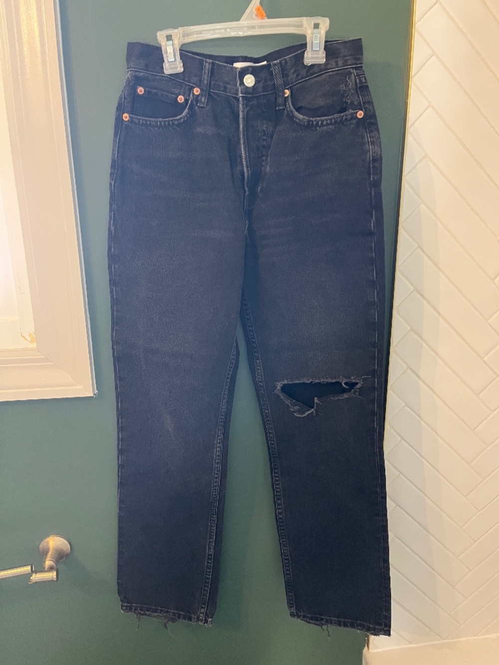 TopShop Button-Fly Jeans in Black